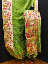 Wonderful Bandhej Perrot Color Silk Saree